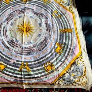 Gorgeous Hermes 100% silk Zodiac scarf